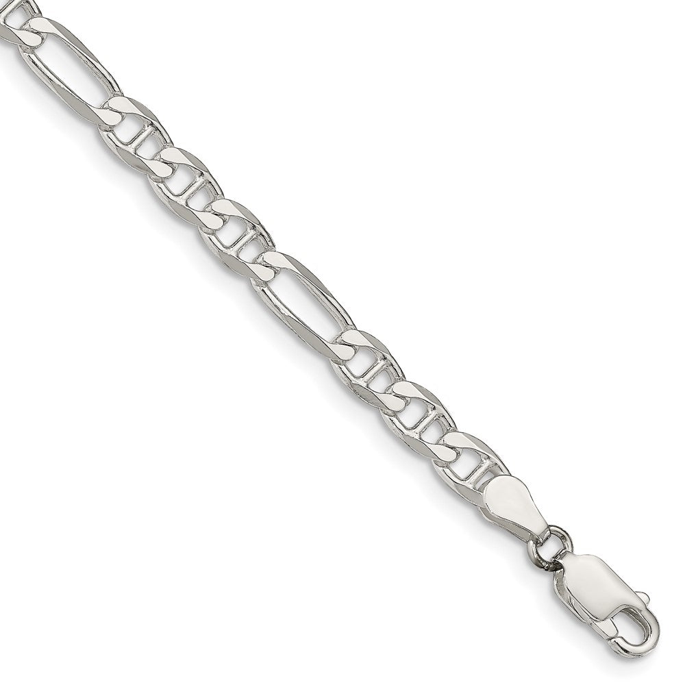 7 Inch Sterling Silver 4.5mm Figaro Anchor Chain Bracelet