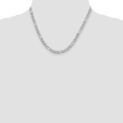 Sterling Silver Rhodium-Plated 4.5mm Figaro Anchor Chain Necklace