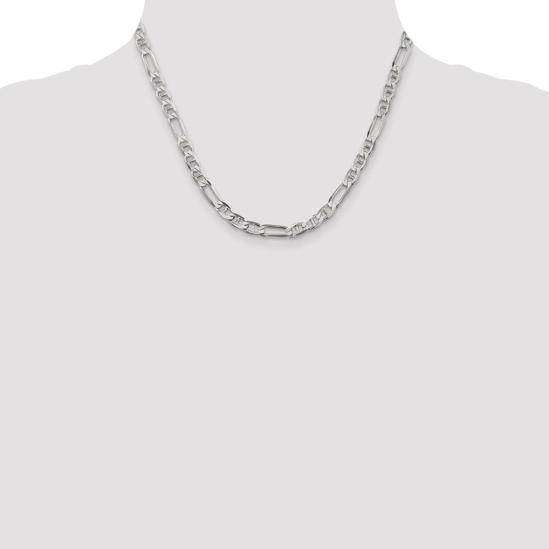 18 Inch Sterling Silver 5.5mm Figaro Anchor Chain