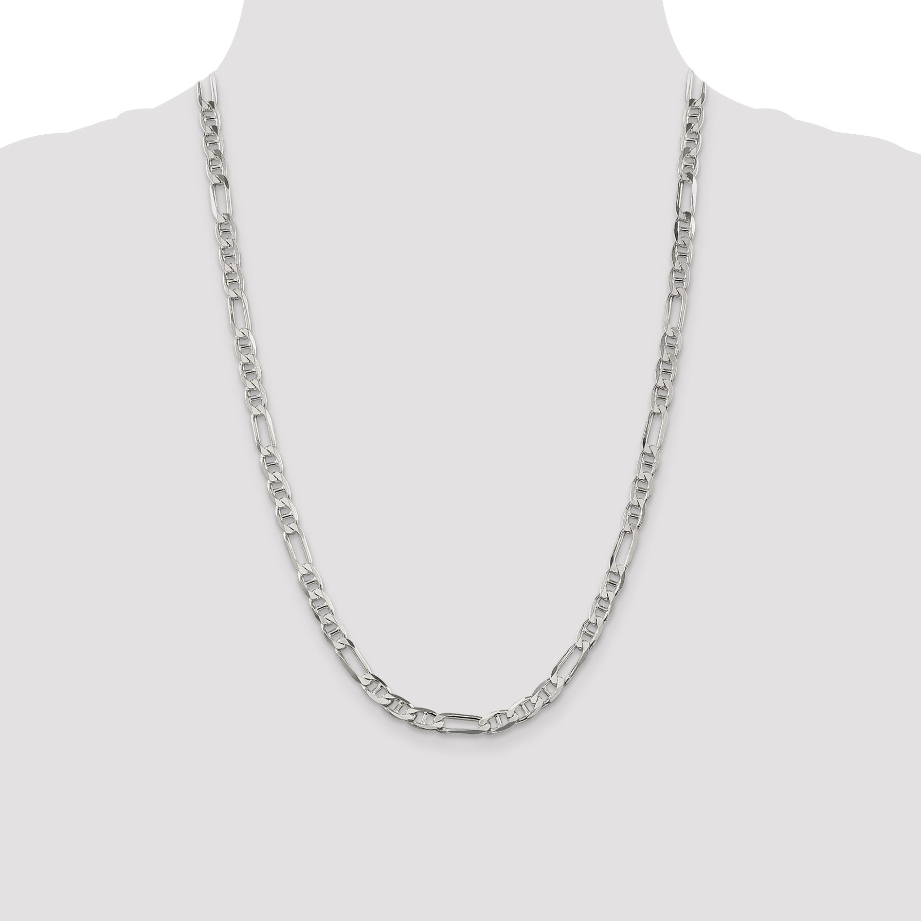 24 Inch Sterling Silver 5.5mm Figaro Anchor Chain