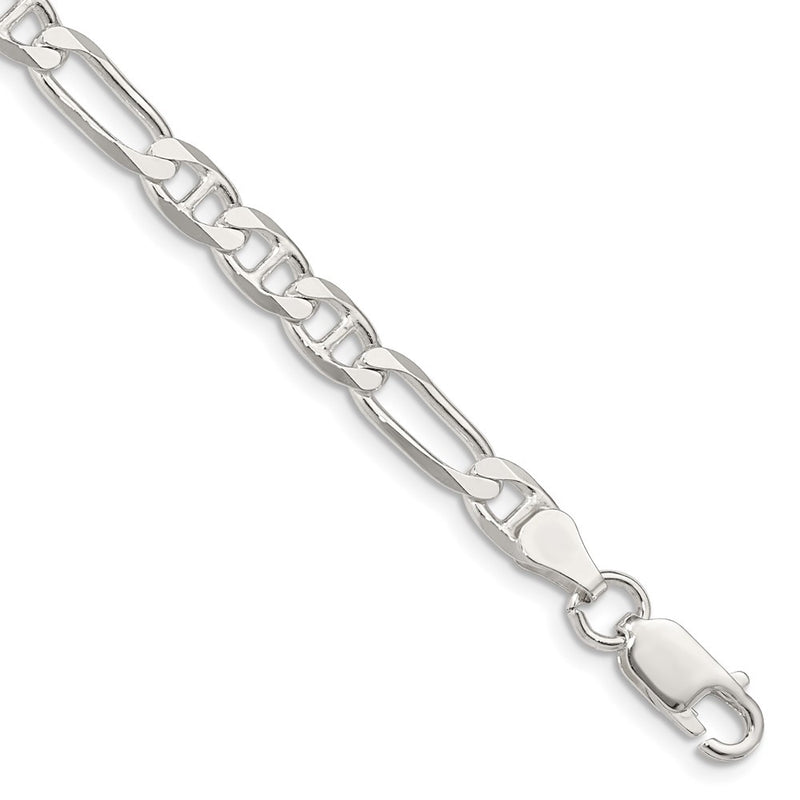8 Inch Sterling Silver 5.5mm Figaro Anchor Chain Bracelet