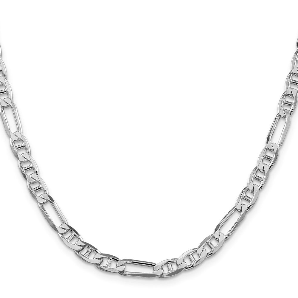 Sterling Silver Rhodium-Plated 5.5mm Figaro Anchor Chain Necklace