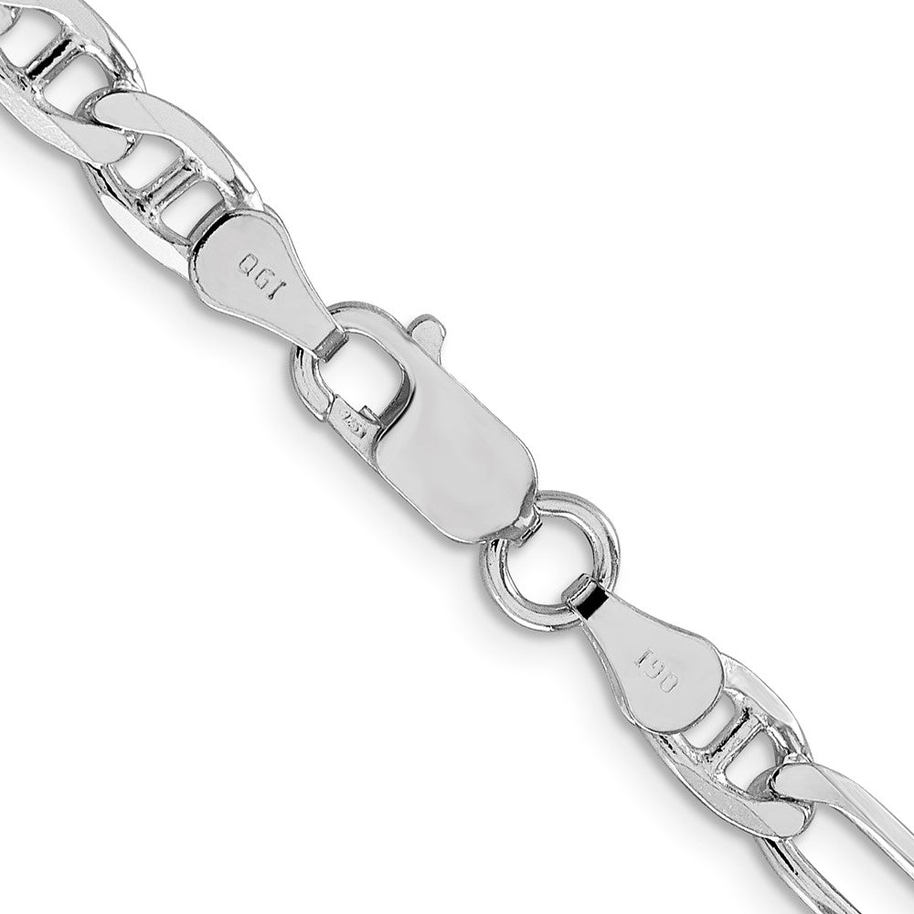 Sterling Silver Rhodium-Plated 5.5mm Figaro Anchor Chain Necklace