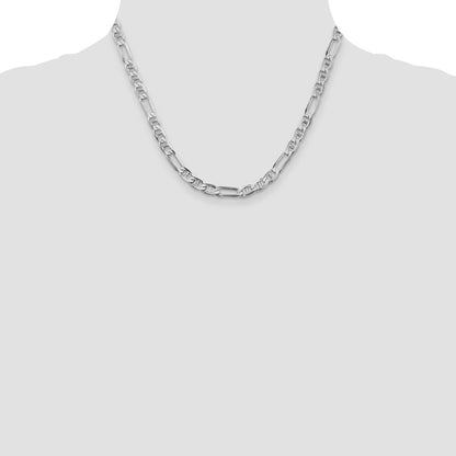 Sterling Silver Rhodium-Plated 5.5mm Figaro Anchor Chain Necklace