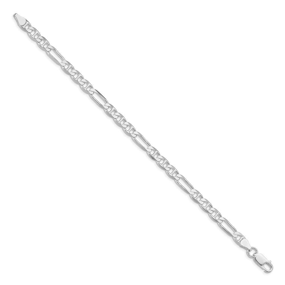 Sterling Silver Rhodium-plated 5.5mm Figaro Anchor Chain Bracelet