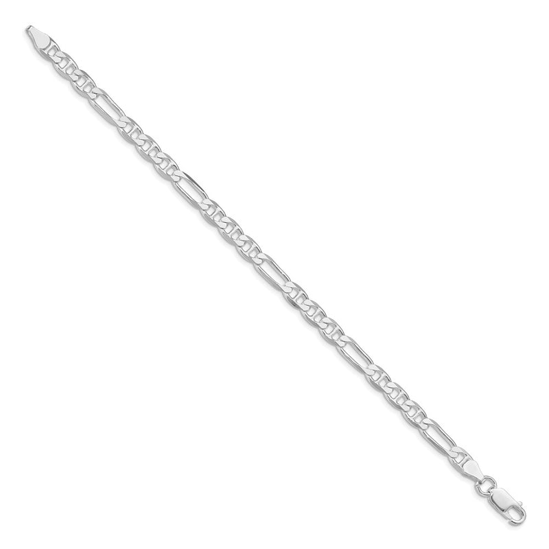 Sterling Silver Rhodium-plated 5.5mm Figaro Anchor Chain Bracelet