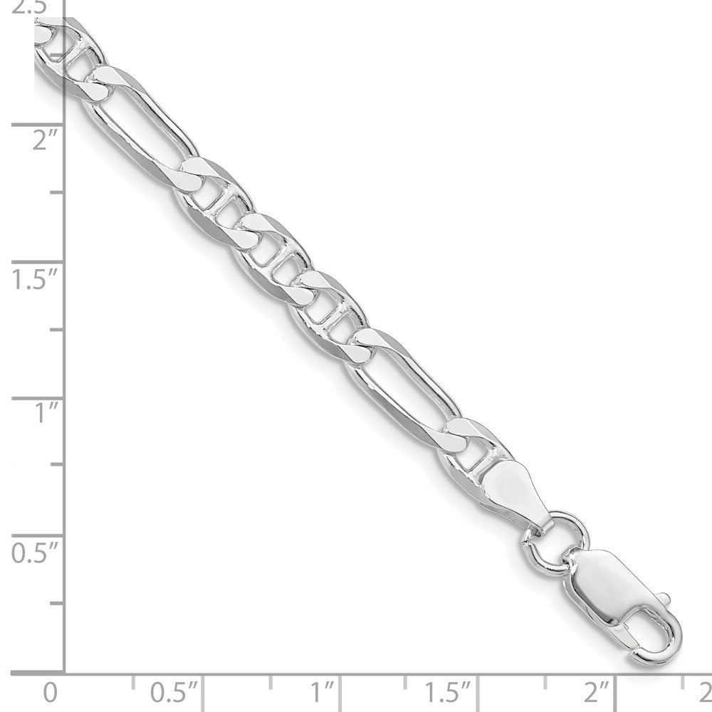 Sterling Silver Rhodium-plated 5.5mm Figaro Anchor Chain Bracelet
