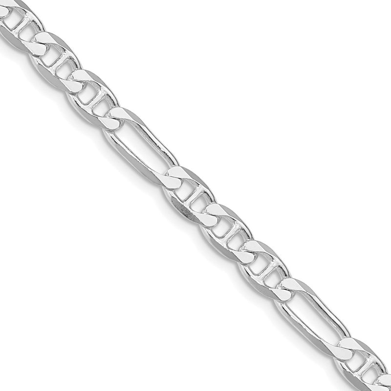 Sterling Silver Rhodium-Plated 5.5mm Figaro Anchor Chain Necklace
