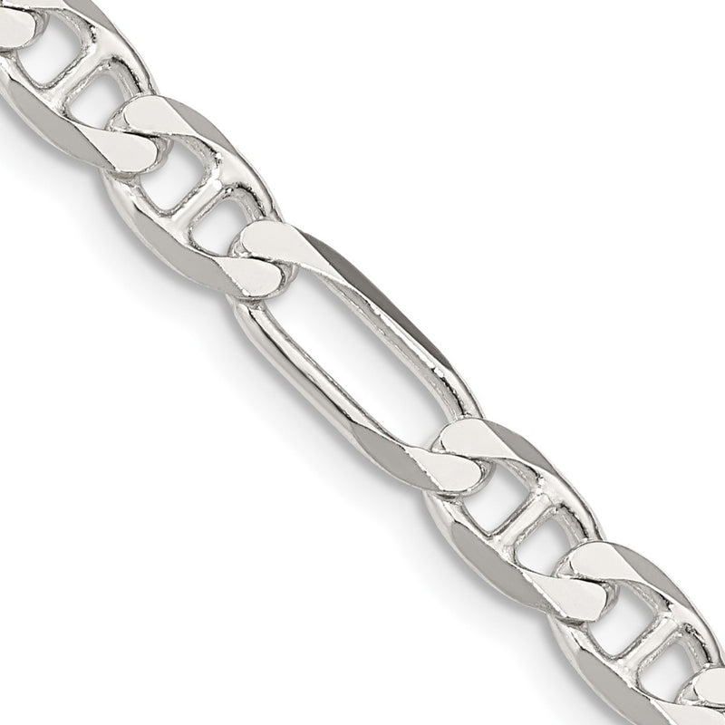 26 Inch Sterling Silver 5.5mm Figaro Anchor Chain Necklace