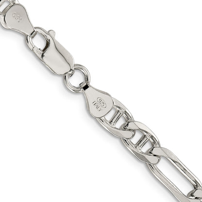 24 Inch Sterling Silver 6.5mm Figaro Anchor Chain