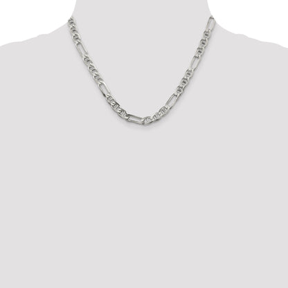 18 Inch Sterling Silver 6.5mm Figaro Anchor Chain