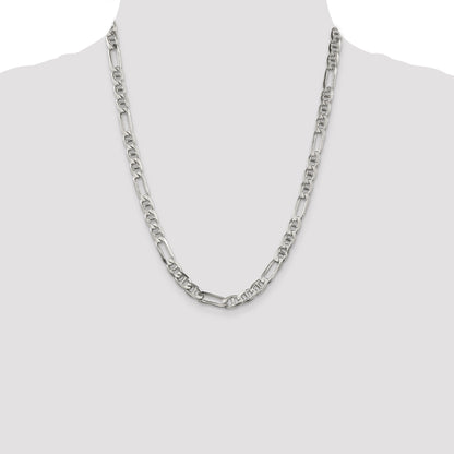 22 Inch Sterling Silver 6.5mm Figaro Anchor Chain