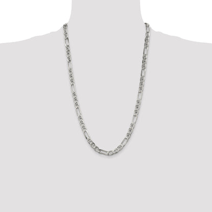 26 Inch Sterling Silver 6.5mm Figaro Anchor Chain