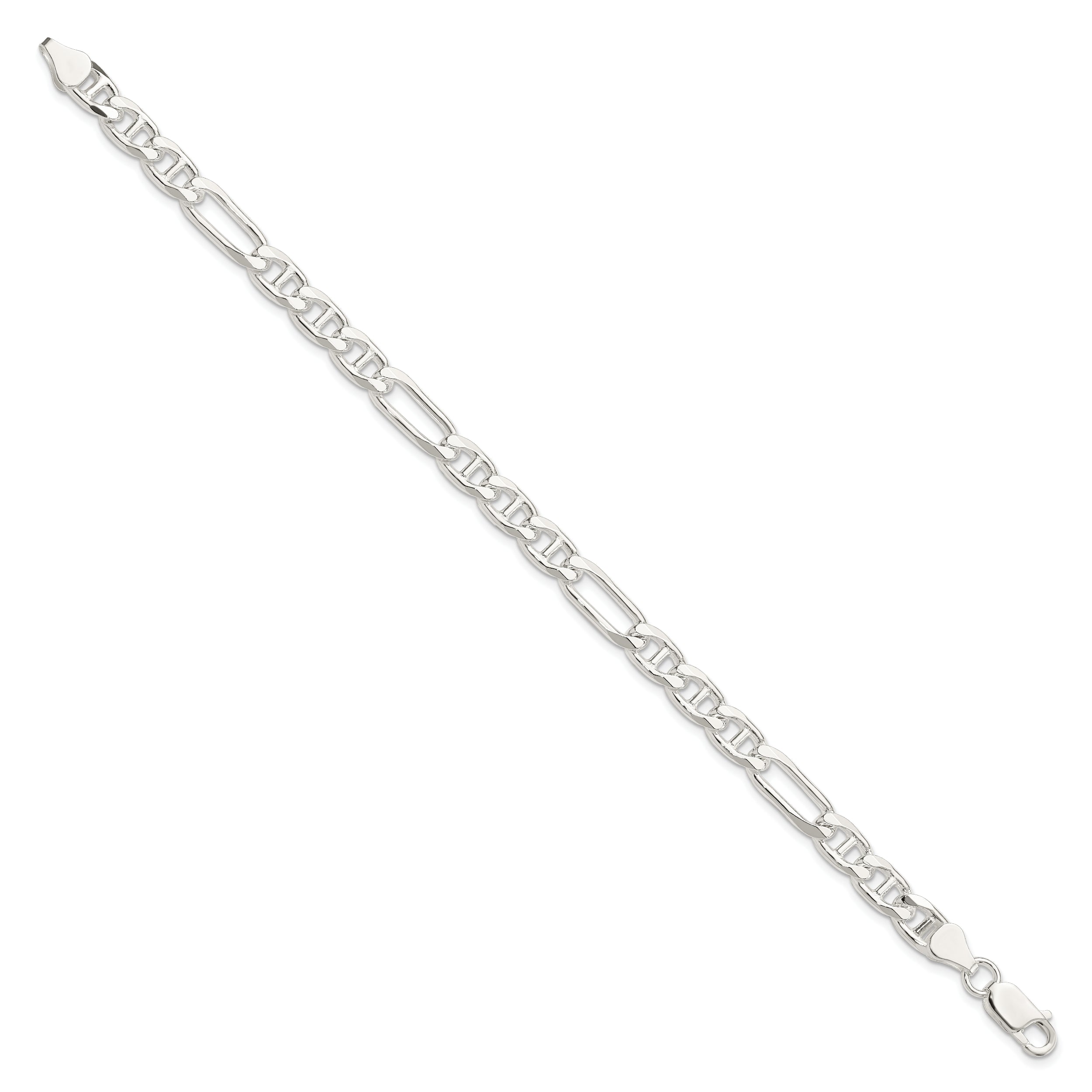 8 Inch Sterling Silver 6.5mm Figaro Anchor Chain