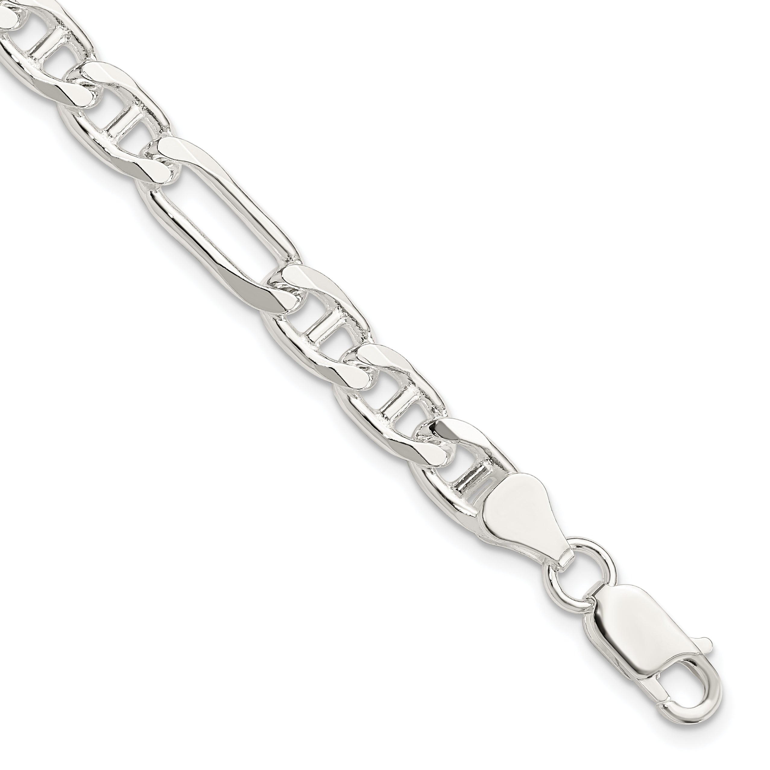 8 Inch Sterling Silver 6.5mm Figaro Anchor Chain