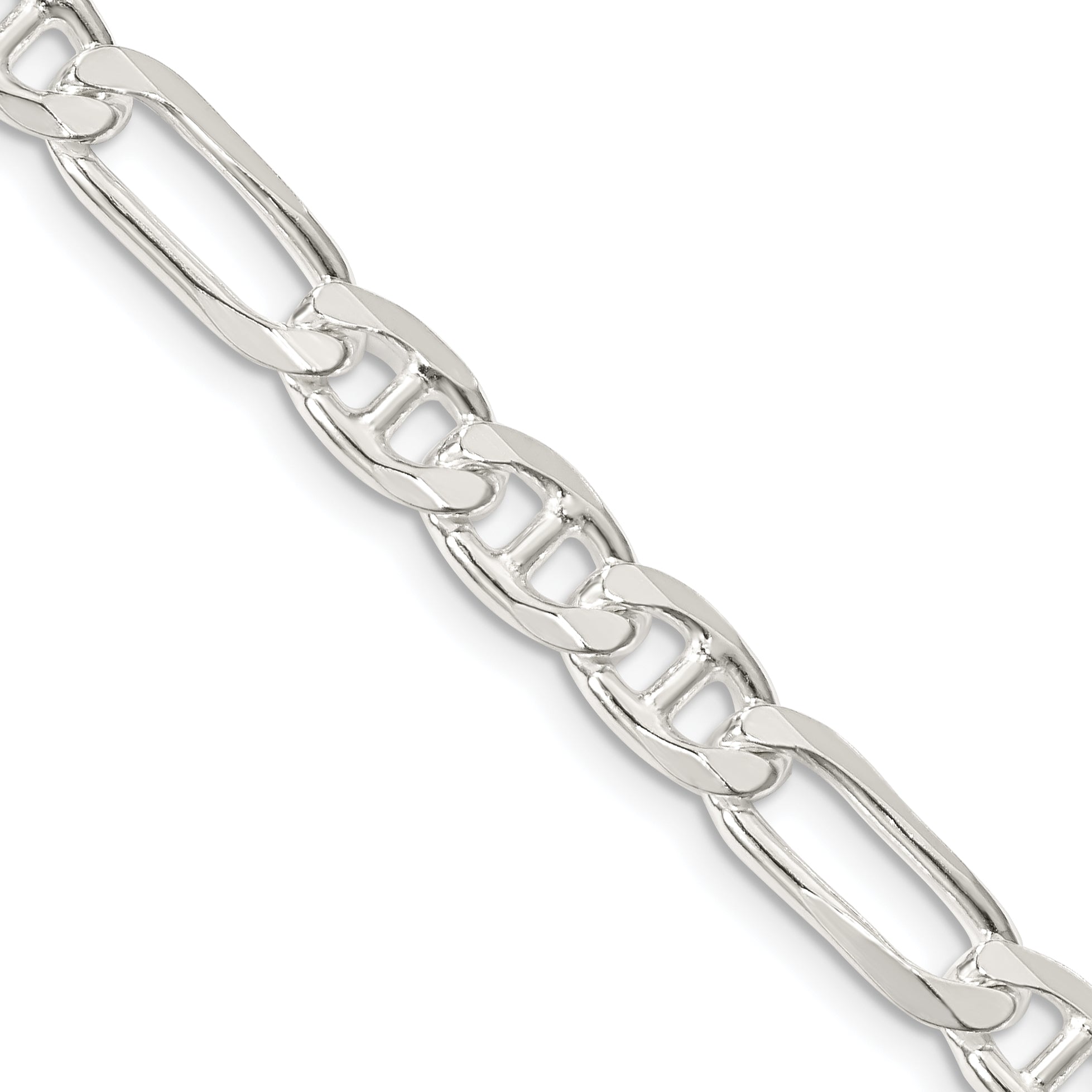 24 Inch Sterling Silver 6.5mm Figaro Anchor Chain