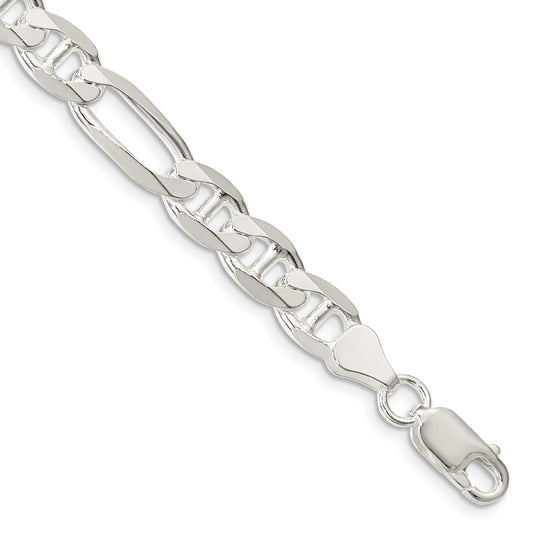 7 Inch Sterling Silver 7.5mm Figaro Anchor Chain