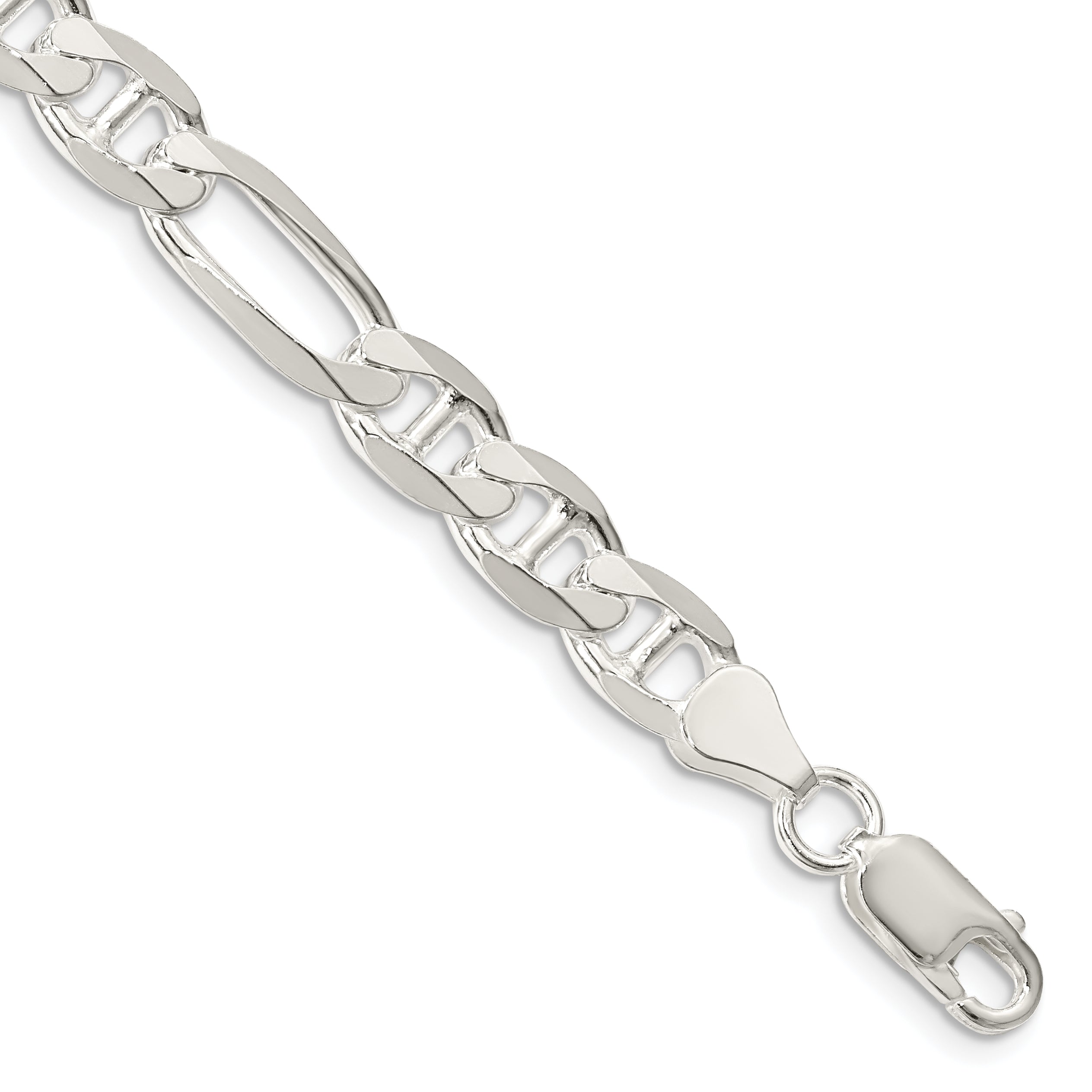 9 Inch Sterling Silver 7.5mm Figaro Anchor Chain