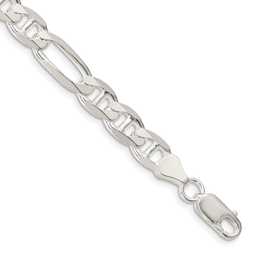 7 Inch Sterling Silver 7.5mm Figaro Anchor Chain Bracelet