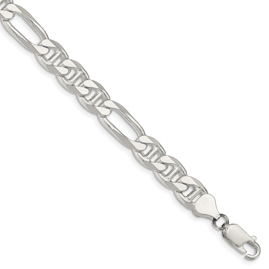 9 Inch Sterling Silver 8.25mm Figaro Anchor Chain