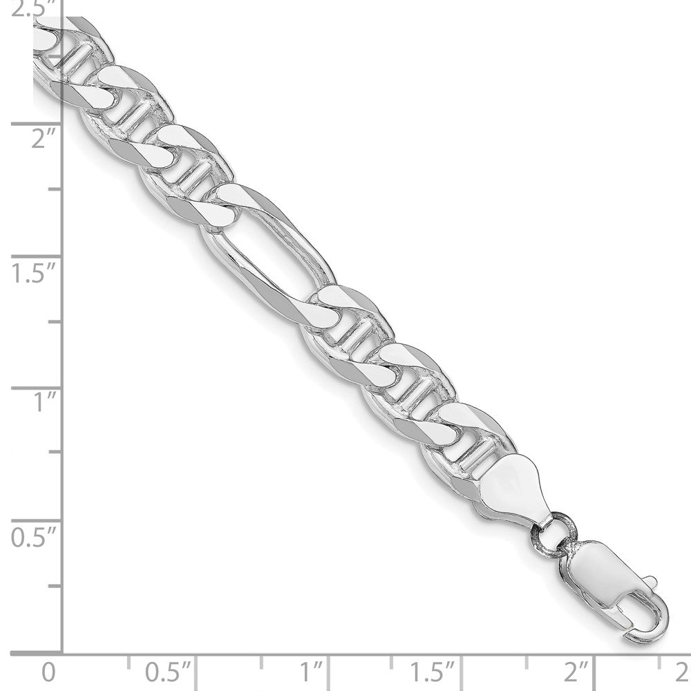 Sterling Silver Rhodium-plated 8.25mm Figaro Anchor Chain Bracelet