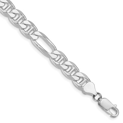 Sterling Silver Rhodium-plated 8.25mm Figaro Anchor Chain Bracelet