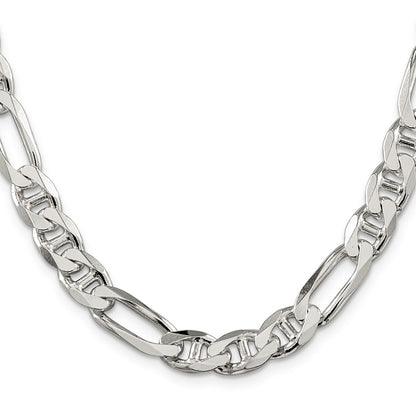22 Inch Sterling Silver 8.75mm Figaro Anchor Chain Necklace