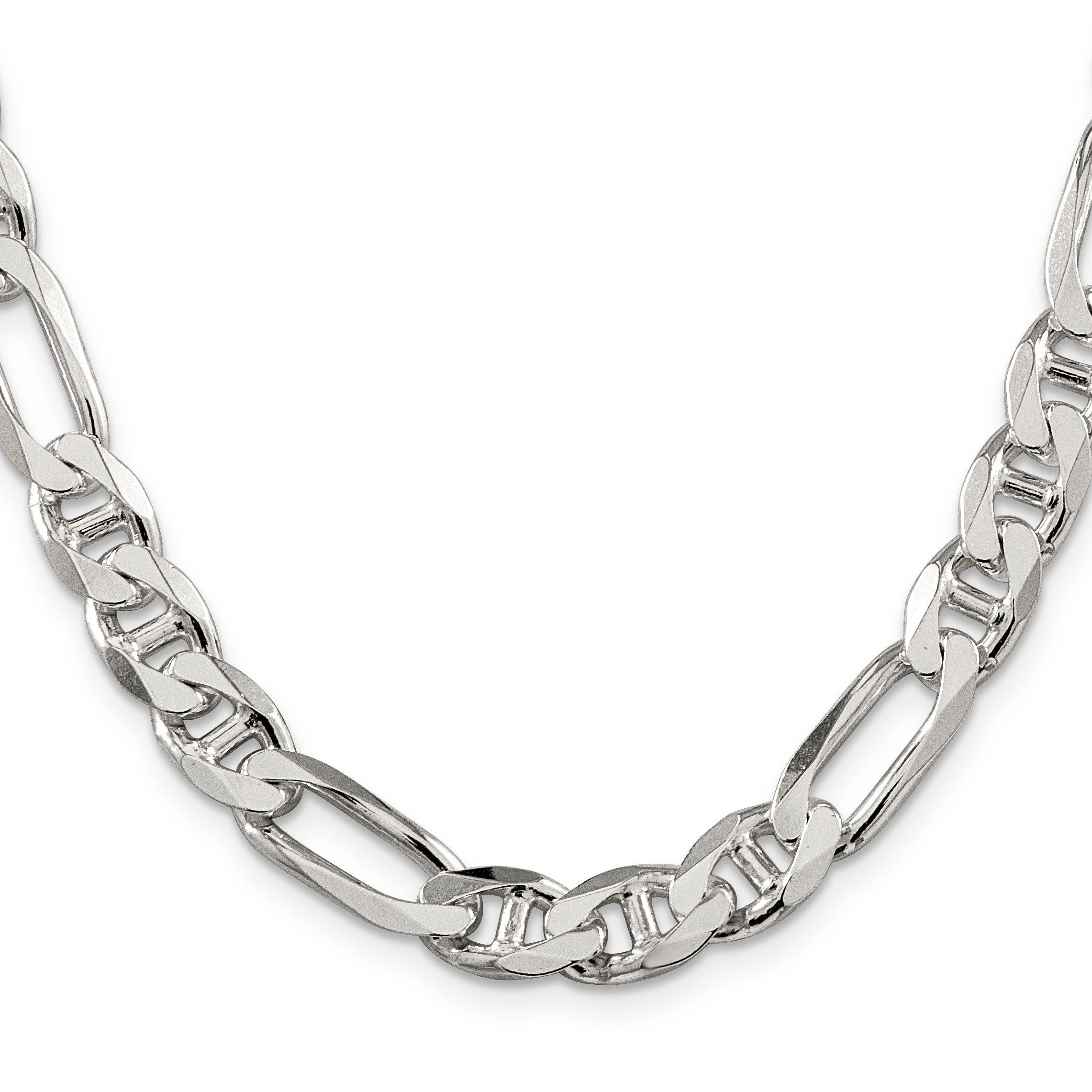 24 Inch Sterling Silver 8.75mm Figaro Anchor Chain