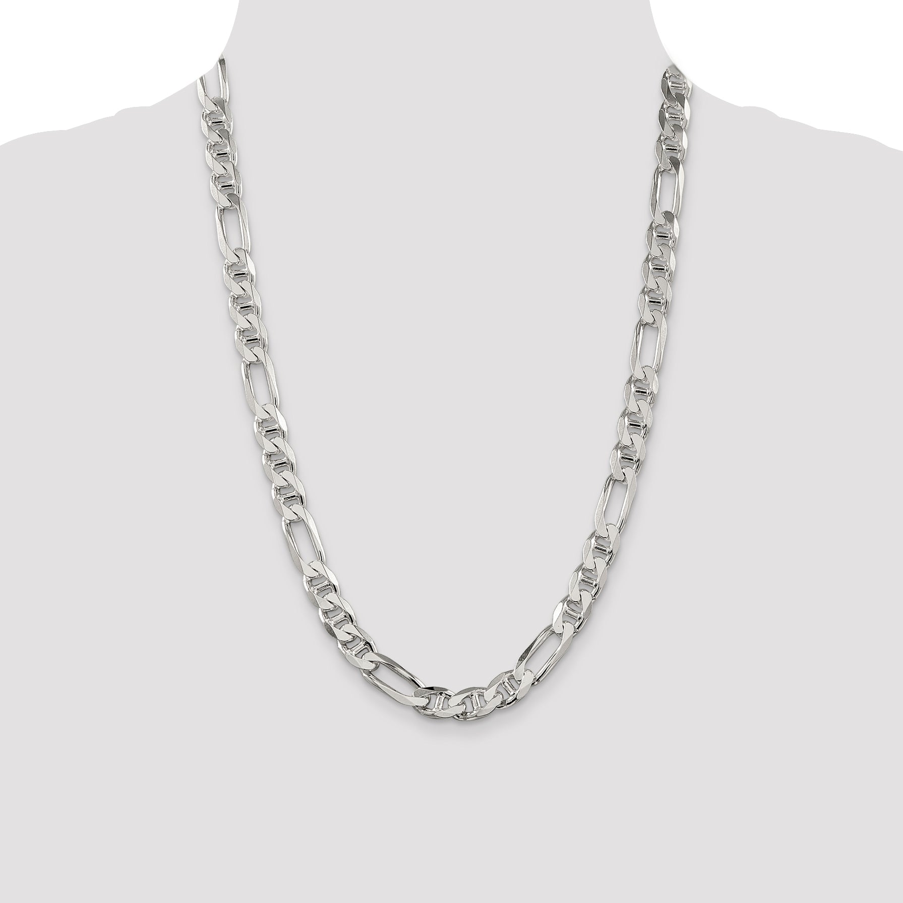 24 Inch Sterling Silver 8.75mm Figaro Anchor Chain