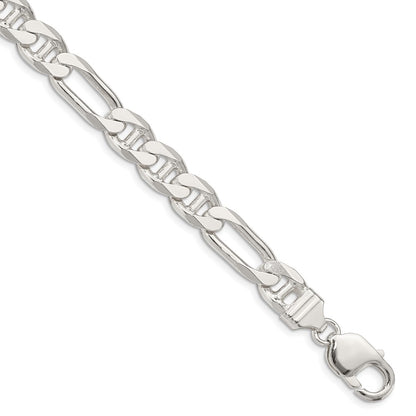 Sterling Silver 8.75mm Figaro Anchor Chain Bracelet