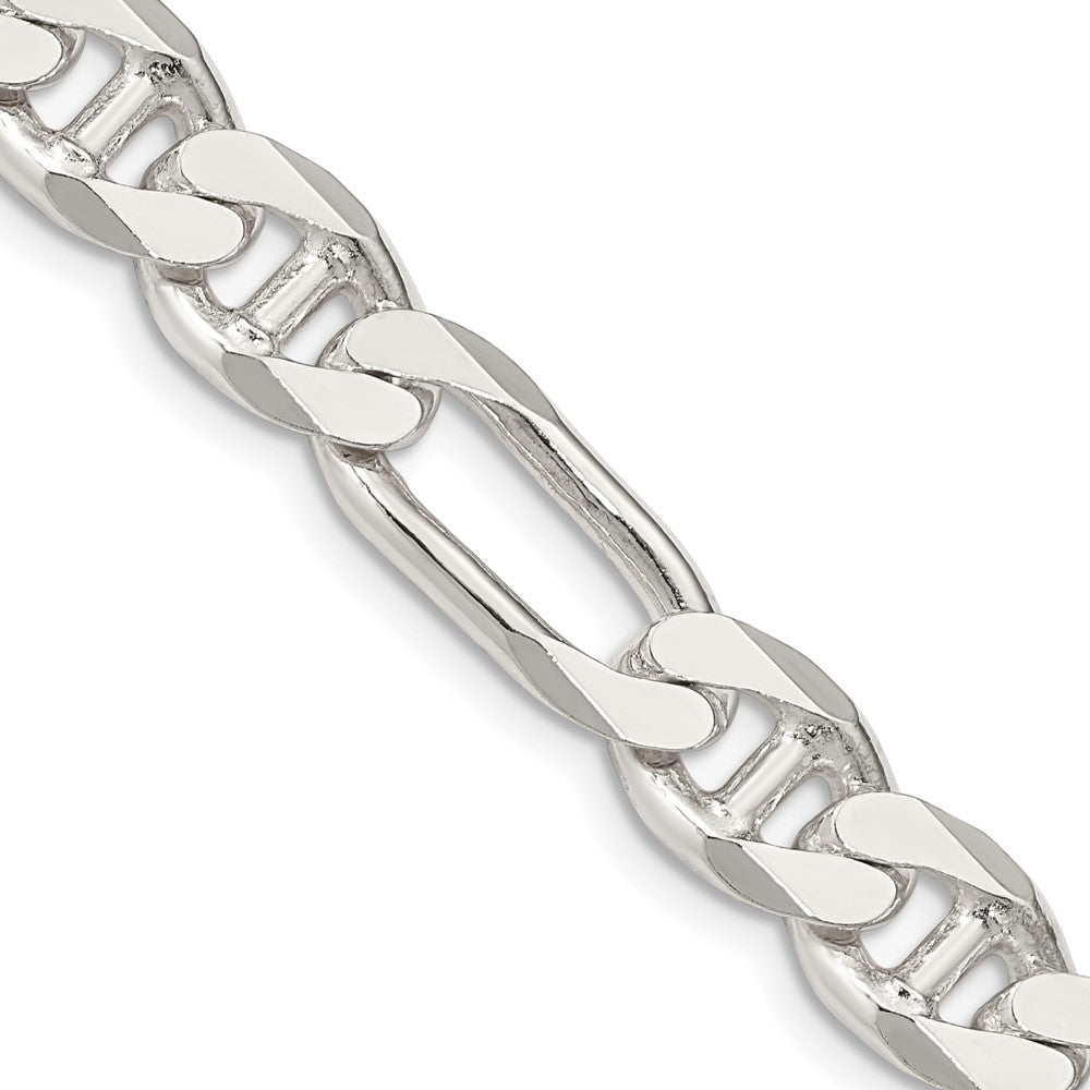 22 Inch Sterling Silver 8.75mm Figaro Anchor Chain Necklace