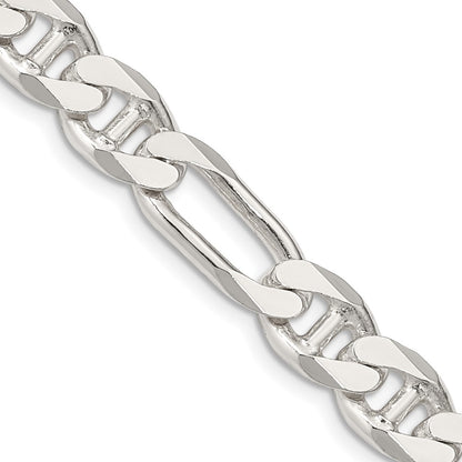22 Inch Sterling Silver 8.75mm Figaro Anchor Chain Necklace