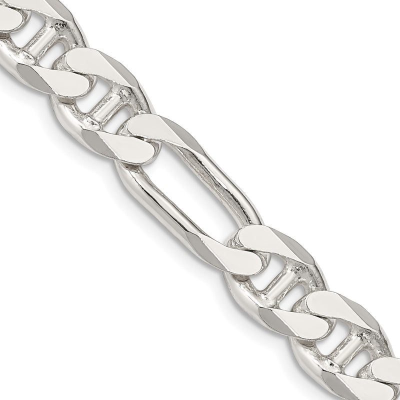 Sterling Silver 8.75mm Figaro Anchor Chain Necklace