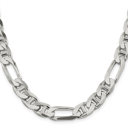 Sterling Silver 10.65mm Figaro Anchor Chain Necklace