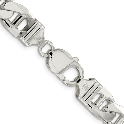 Sterling Silver 10.65mm Figaro Anchor Chain Necklace