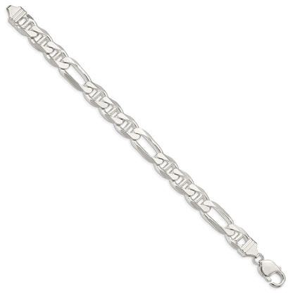 Sterling Silver 10.65mm Figaro Anchor Chain Bracelet