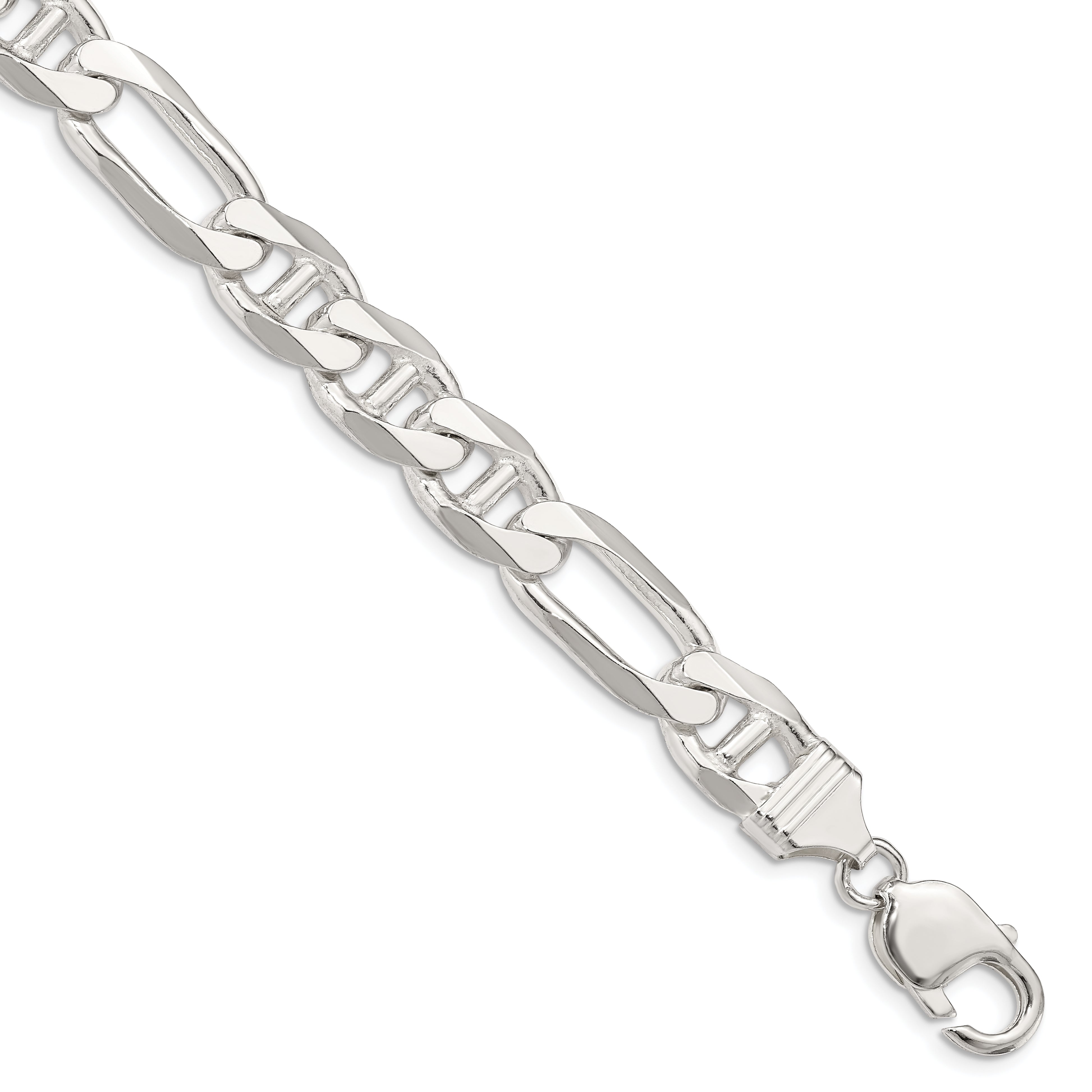 9 Inch Sterling Silver 10.65mm Figaro Anchor Chain