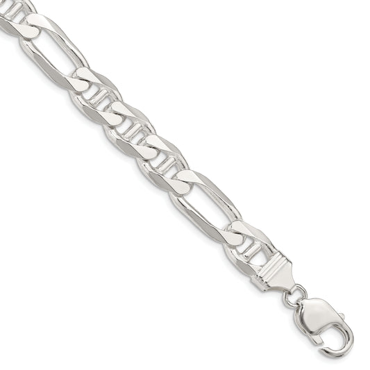 9 Inch Sterling Silver 10.65mm Figaro Anchor Chain