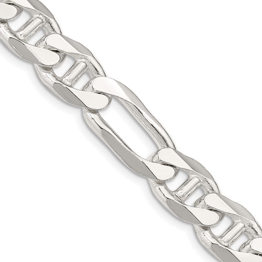 Sterling Silver 10.65mm Figaro Anchor Chain Necklace