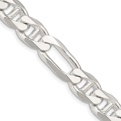 Sterling Silver 10.65mm Figaro Anchor Chain Necklace