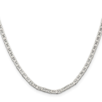 24 Inch Sterling Silver 3mm Flat Anchor Chain Necklace