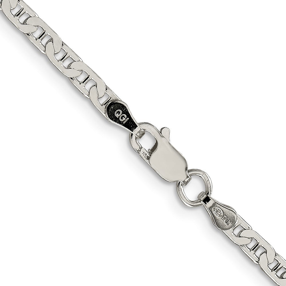 24 Inch Sterling Silver 3mm Flat Anchor Chain Necklace