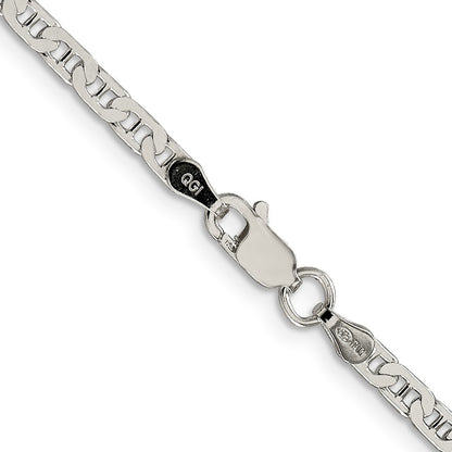 24 Inch Sterling Silver 3mm Flat Anchor Chain Necklace