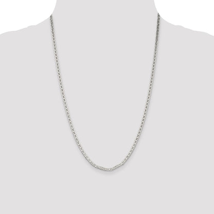 24 Inch Sterling Silver 3mm Flat Anchor Chain Necklace