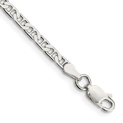 Sterling Silver 3mm Flat Anchor Chain Bracelet