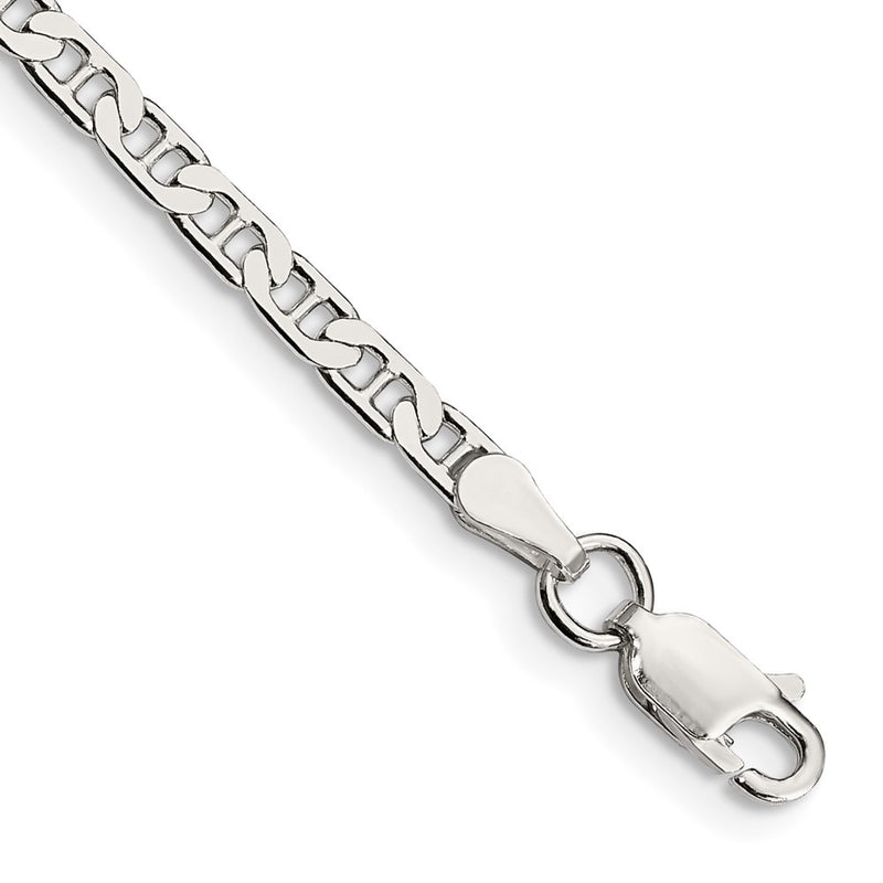 Sterling Silver 3mm Flat Anchor Chain Bracelet