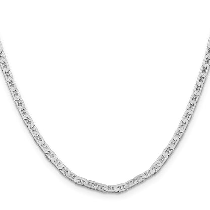 Sterling Silver Rhodium-plated 3mm Flat Anchor Chain Necklace
