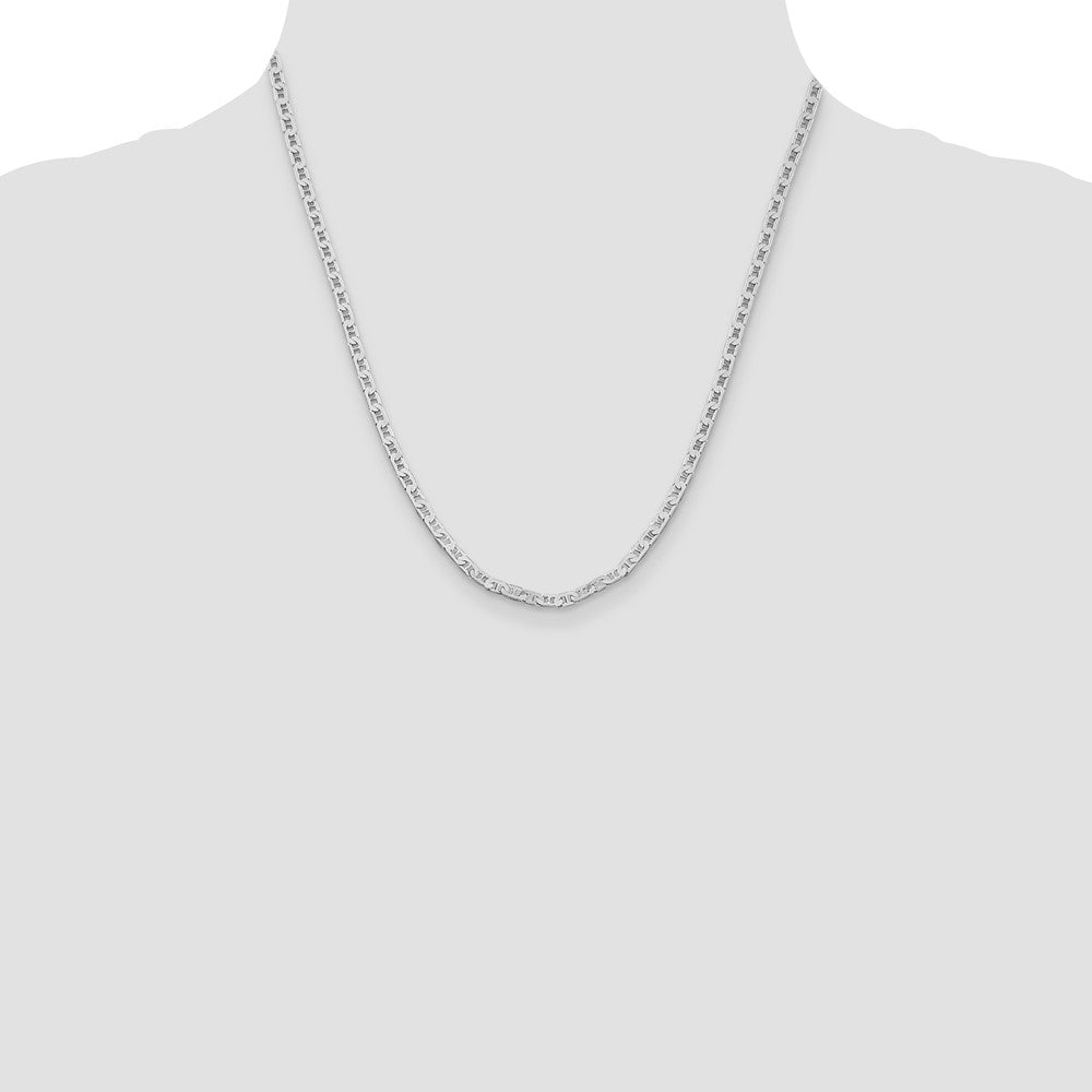 Sterling Silver Rhodium-plated 3mm Flat Anchor Chain Necklace