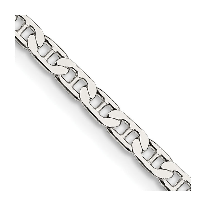 Sterling Silver 3mm Flat Anchor Chain Necklace