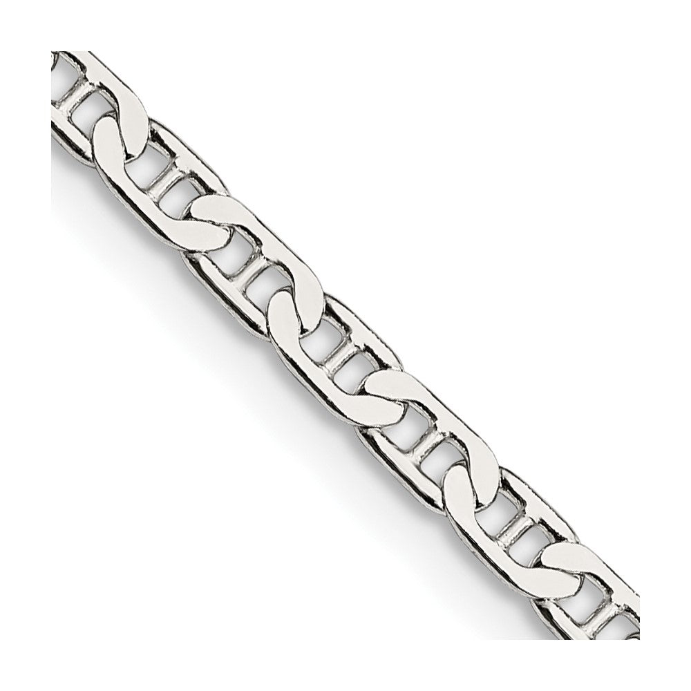 24 Inch Sterling Silver 3mm Flat Anchor Chain Necklace